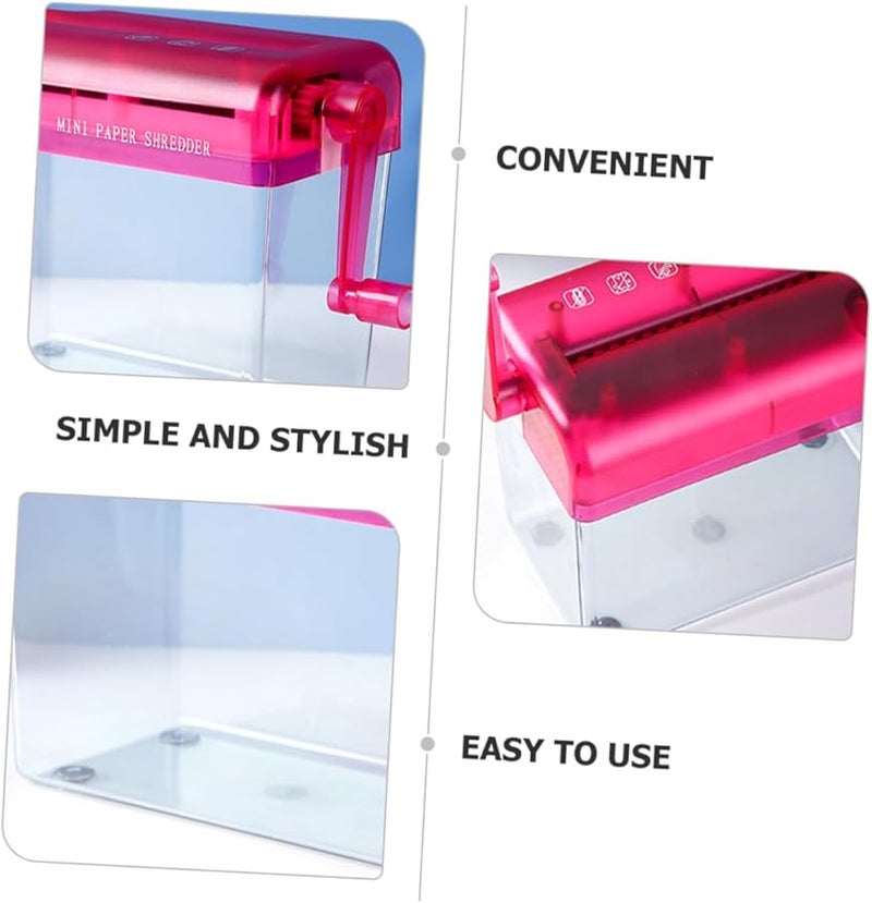 Manual Portable Paper Shredder for Home Office Desktop Document Security Red - Image 2